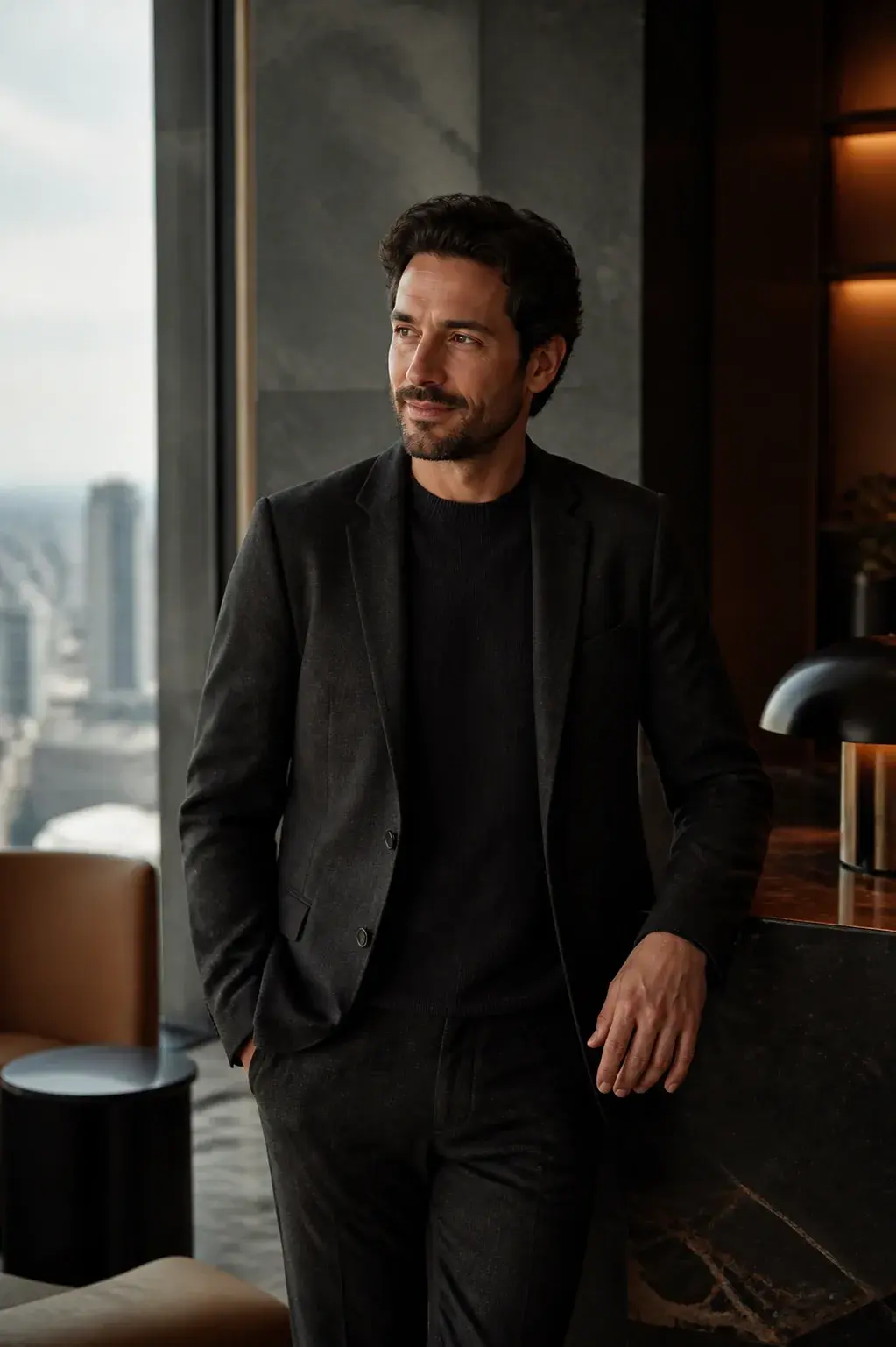 A member standing in a contemporary interior